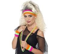 Smiffys Pulseras Deportivas De Neón 1980s Nylon Multicolor Para Fiesta Disco