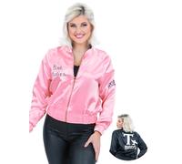 Smiffy's Punk Skeleton Costume Grease Pink - Chaqueta reversible para mujer y T-Birds Mujer