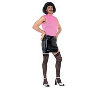 Smiffys Queen, Break Free Housewife, Pink & Black with Dress, Wig & Moustache, Officially Licensed Queen Fancy Dress, Adult 1970s Dress Up Costumes