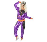 Smiffys Retro Shell Suit Costume, Ladies, Purple (Size S)