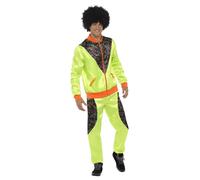 Smiffys Chándal retro de tactel, para hombre, verde flúor, con chaqueta y pantalón Halloween