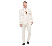 Smiffys Disfraz de caballero rugiente de los años 20, Blanco, con chaqueta de esmoquin, pantalones y camisa falsa