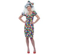Smiffys Rubik’s Cube Costume for Women, Colourful Geometric Dress with Matching Headband, Official Retro 1980s Fancy Dress Outfit for Themed Parties, Festivals, Cosplay and Fun Nights Out