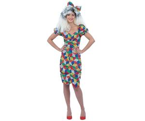 Smiffys Rubik’s Cube Costume for Women, Colourful Geometric Dress with Matching Headband, Official Retro 1980s Fancy Dress Outfit for Themed Parties, Festivals, Cosplay and Fun Nights Out