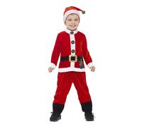 Smiffys Disfraz de Papá Noel para niño pequeño, Rojo y blanco, con mono y gorro Halloween