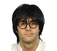 Smiffys Set de colegial, negro, con peluca y gafas Halloween