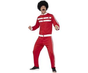 Smiffys Scouser - Chándal rojo y blanco con chaqueta y pantalones, disfraz de los años 80, disfraces de los años 80