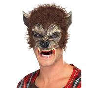 Smiffys Careta de hombre lobo, Marrón, Media cara, látex