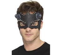 Smiffys Semimáscara de diablo tachonada, Negro Halloween