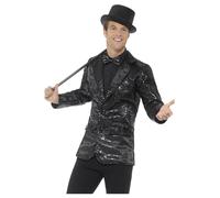 Smiffys Sequin Jacket, Mens, Black (Size L)