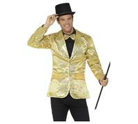 Smiffys Sequin Jacket, Mens, Gold (Size XL)
