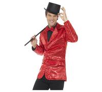 Smiffys Sequin Jacket, Mens, Red (Size XL)
