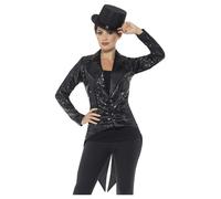 Smiffy's Chaqueta de frac para mujer con lentejuelas, negro – Halloween Carnaval