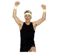 Smiffys Set De Bandas Para Sudor Brazaletes Verdes Neon 80s Con Vincha MPN 29757