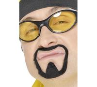 Smiffys Set de bigote y perilla de rapero, negro, autoadhesivo Halloween, Carnaval