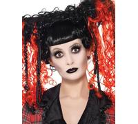 Smiffys Set de maquillaje gótico, incluye pintura para la cara, pintalabios y pestañas Halloween, Carnaval