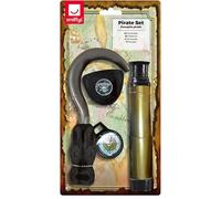Smiffys Set de pirata con garfio, catalejo, brújula y parche Halloween, Carnaval