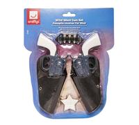 Smiffys Set de revólver del salvaje Oeste, con funda de pistolas, balas y placa Halloween, Carnaval