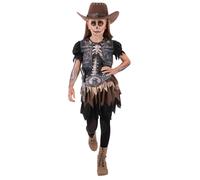 Smiffys Skeleton Cowgirl Costume for Girls, Spooky Western Halloween Outfit with