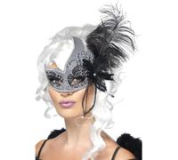 Mujer Masquerade Ángel Oscuro Plumas Negras Veneciano Disfraz Fiesta Antifaz