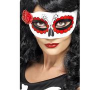 Smiffy's Antifaz Día de los Muertos Mexicano Adulto con una rosa – Accesorio para disfraz