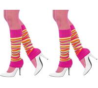 Smiffy's Smiffys Calentadores, Neón, De rayas Halloween, Carnaval (Paquete de 2)