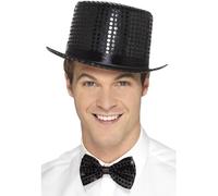 Smiffy's Smiffys Chistera con lentejuelas, negro, con borde interior elástico Halloween