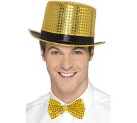Smiffy's Smiffys Chistera con lentejuelas, oro, con borde interior elástico Halloween, Carnaval