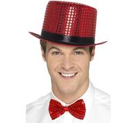 Smiffy's Smiffys Chistera con lentejuelas, rojo, con borde interior elástico Halloween