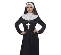 Smiffy's Smiffys Colgante de cruz ornamentada, plateada, en cordón negro Halloween