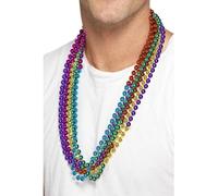 Smiffy's Smiffys Collares de cuentas arco iris, 6 collares por paquete Halloween, Carnaval