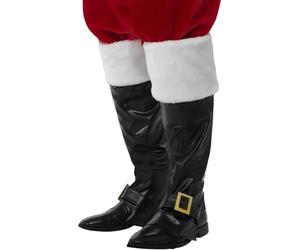 Smiffy's Smiffys Cubrebotas de Papá Noel, deluxe, Negro, Parte de arriba de piel Halloween, Carnaval
