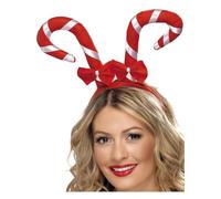 Adultos Rojo Blanco Divertido Navidad Festivo Candy Cane Diadema Traje Accesorio