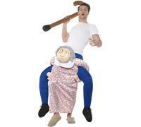 Smiffy's Smiffys Disfraz de abuela Piggyback,Multicolor,Disfraz de una pieza con piernas simuladas Halloween