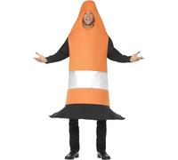 Smiffy's Smiffys Disfraz de cono de carretera, naranja, con tabardo Halloween, Carnaval