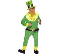 Smiffy's Smiffys Disfraz de duende, verde, con enterizo, chaqueta, sombrero y barba pelirroja Halloween, Carnaval