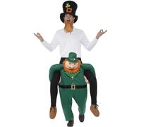 Smiffy's Smiffys Disfraz de leprechaun Paddy Piggyback,Verde,Disfraz de una pieza con piernas simuladas Halloween