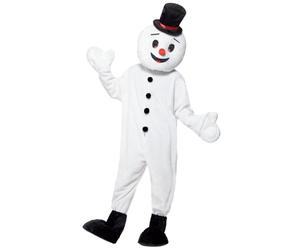Smiffy's Smiffys Disfraz de mascota de muñeco de nieve, Blanco, con cabeza grande, traje entero, gorro y fundas para botas Halloween, Carnaval