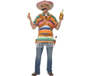 Smiffy's Smiffys Disfraz de tirador de tequila, con poncho, bandoleras, cinturón y funda de botellas Halloween, Carnaval