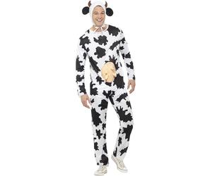 Smiffy's Smiffys Disfraz de vaca, incluye enterizo con ubres y pieza para la cabeza Halloween, Carnaval