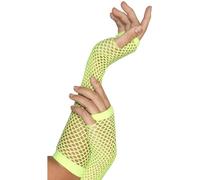 Smiffys Guantes de redecilla verdes neón, largos