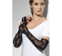 Smiffys Guantes, negros, largos, encaje gótico, sin dedos