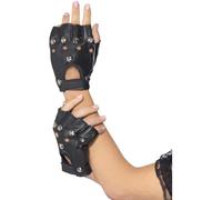 Smiffy's Smiffys Guantes punk, negros, con tachuelas Halloween, Carnaval