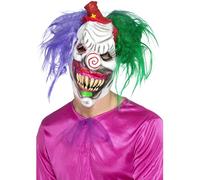 Smiffy's Smiffys Máscara de payaso asesino colorida, Multicolor, Látex, cubre toda la cabeza, con pelo Halloween