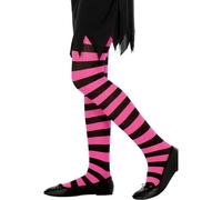 Niños Niña Negro Rosa Rayas Halloween Día Del Libro Disfraz Medias 7-11 Años