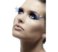 Smiffy's Smiffys Pestañas, azul, con plumas, contiene pegamento