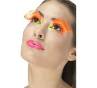 Smiffy's Smiffys Pestañas de lunares años 80, naranja flúor, contiene pegamento