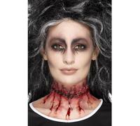 Smiffy's Smiffys Prótesis de látex, cicatriz cosida, Rojo, con adhesivo Halloween, Carnaval
