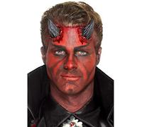 Smiffy's Smiffys Prótesis realista de látex, cuernos de diablo, Negro, con adhesivo Halloween