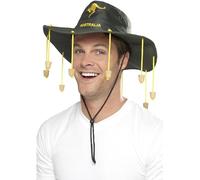 Smiffys Sombrero australiano, verde, con corchos